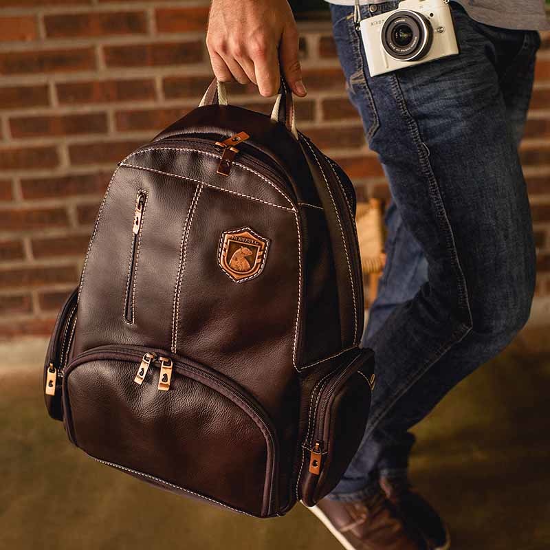 Mochila de couro para notebook NW072 Alça de mão